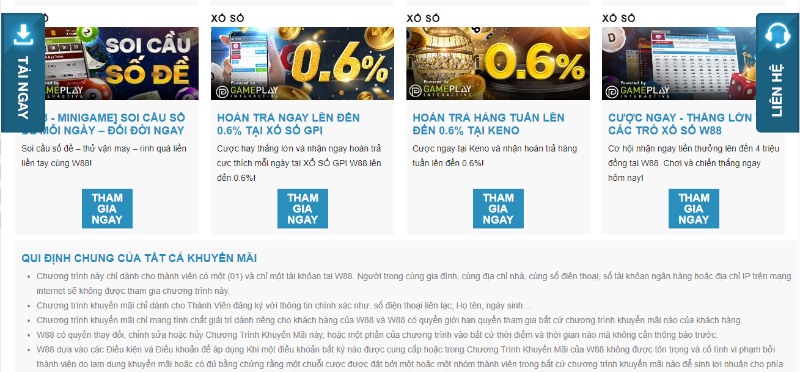 Mức thưởng cao ở các hình thức lô đề của nhà cái W88