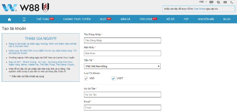 Đăng ký W88 đơn giản